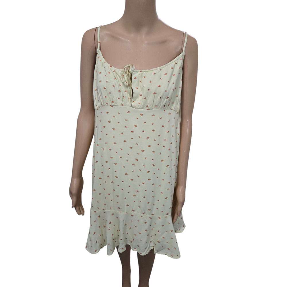 Abound large yellow floral dress spaghetti strap adjustable summer keyhole